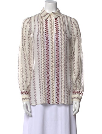 Gabriela Hearst Silk Printed Button-Up Top