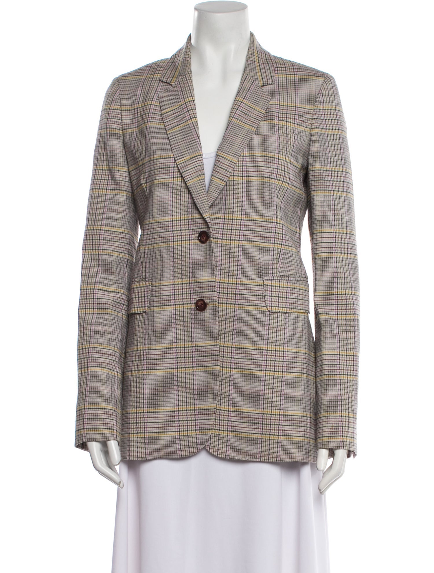 Gabriela Hearst Virgin Wool Plaid Print Blazer