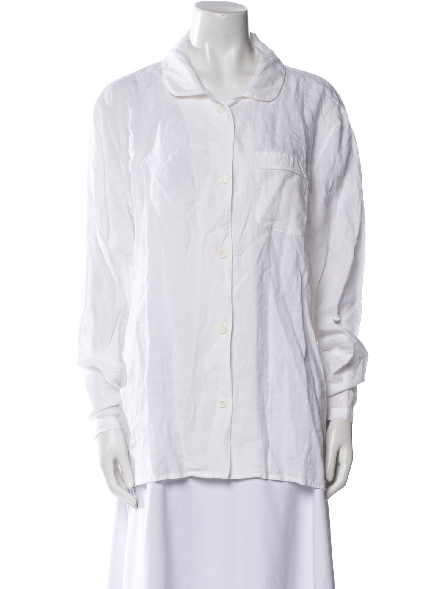 Gabriela Hearst Linen Long Sleeve Button-Up Top