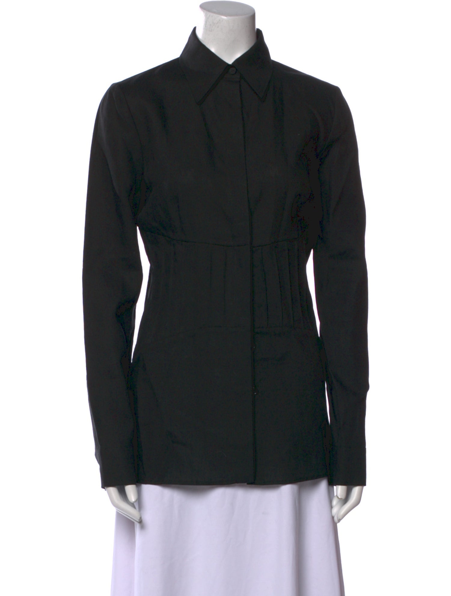 Gabriela Hearst Linen Long Sleeve Button-Up Top