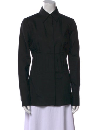 Gabriela Hearst Linen Long Sleeve Button-Up Top