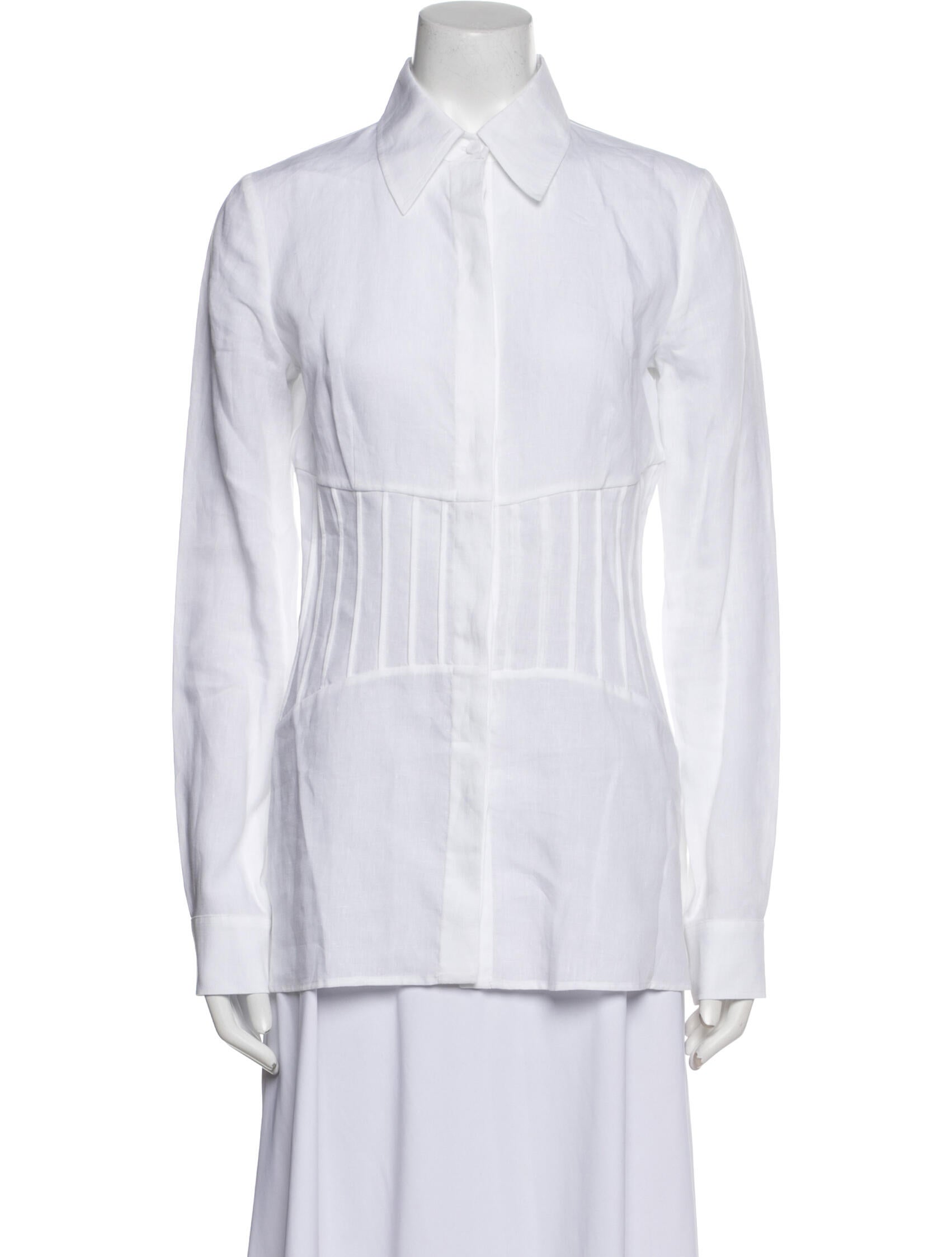 Gabriela Hearst Linen Long Sleeve Button-Up Top