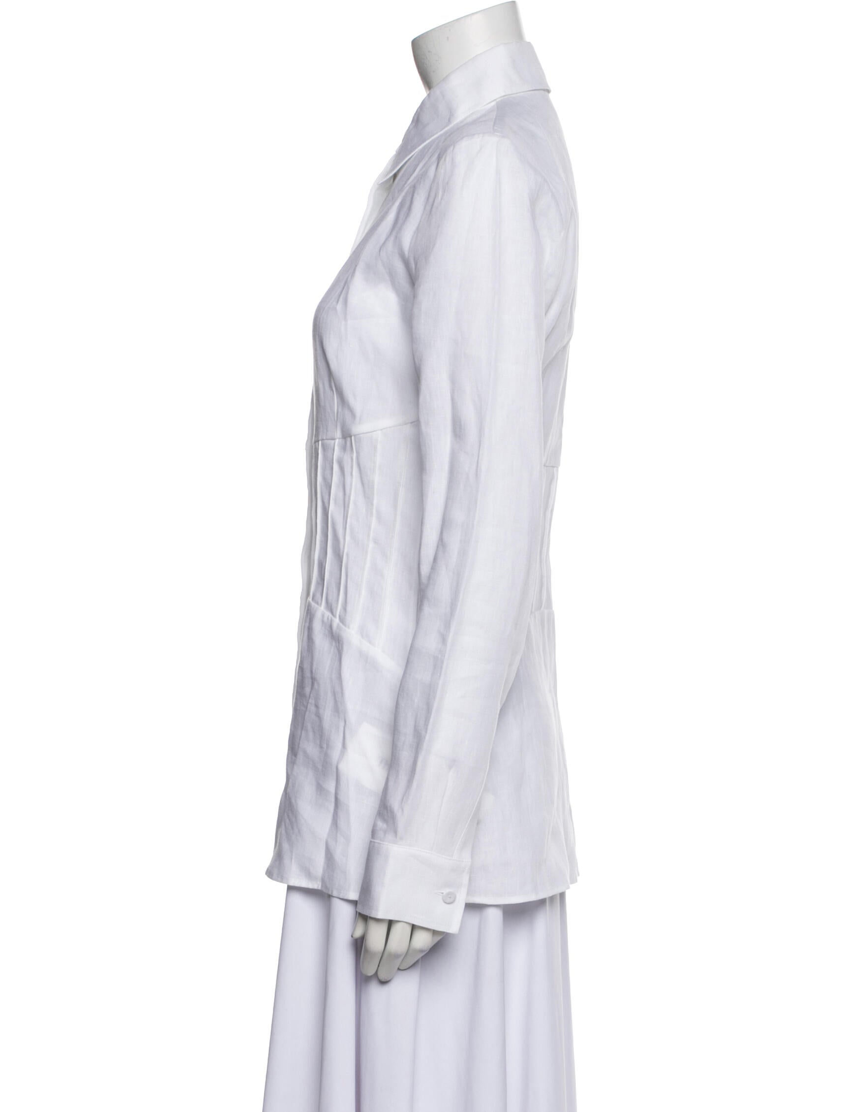 Gabriela Hearst Linen Long Sleeve Button-Up Top