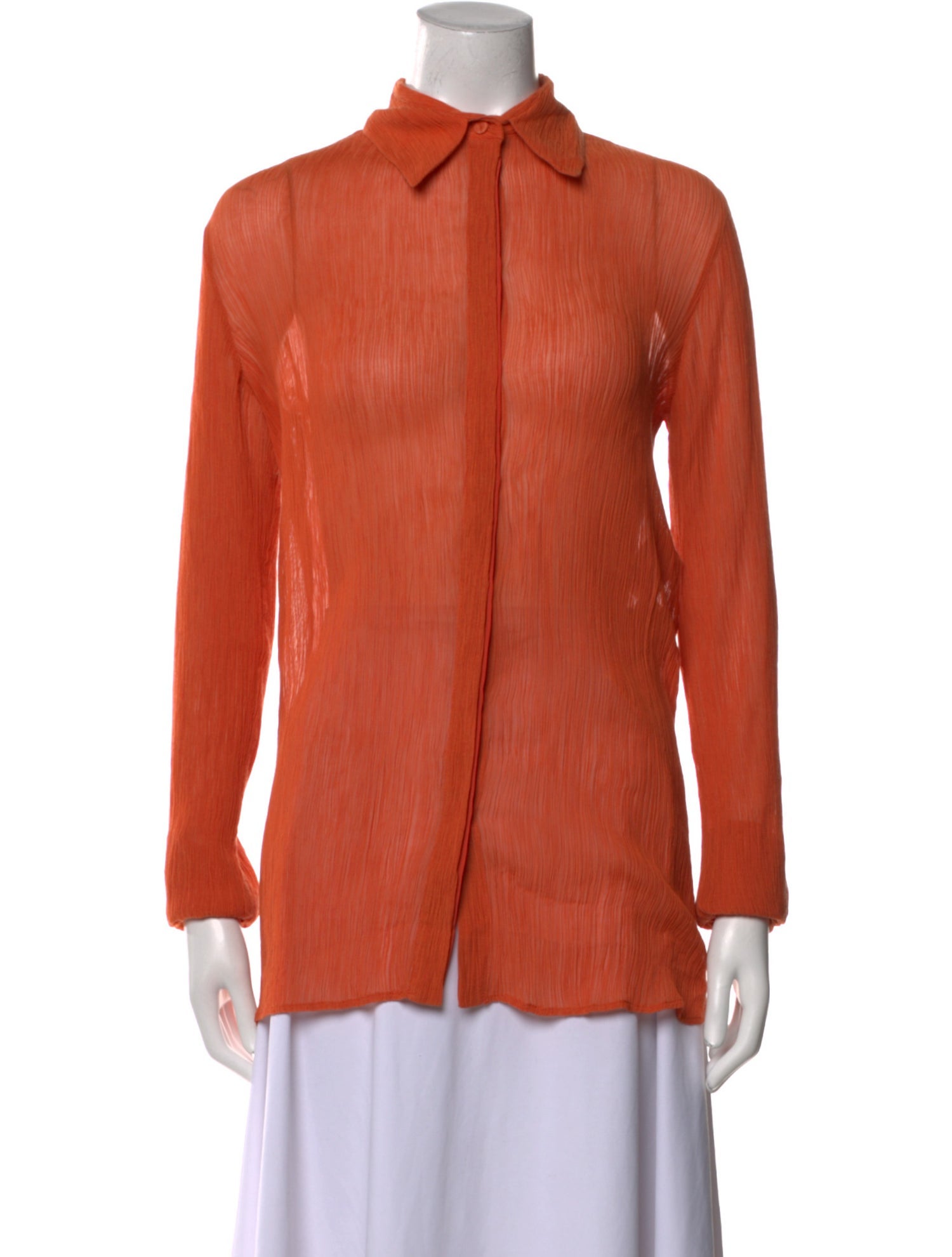 Gabriela Hearst Mock Neck Long Sleeve Button-Up Top