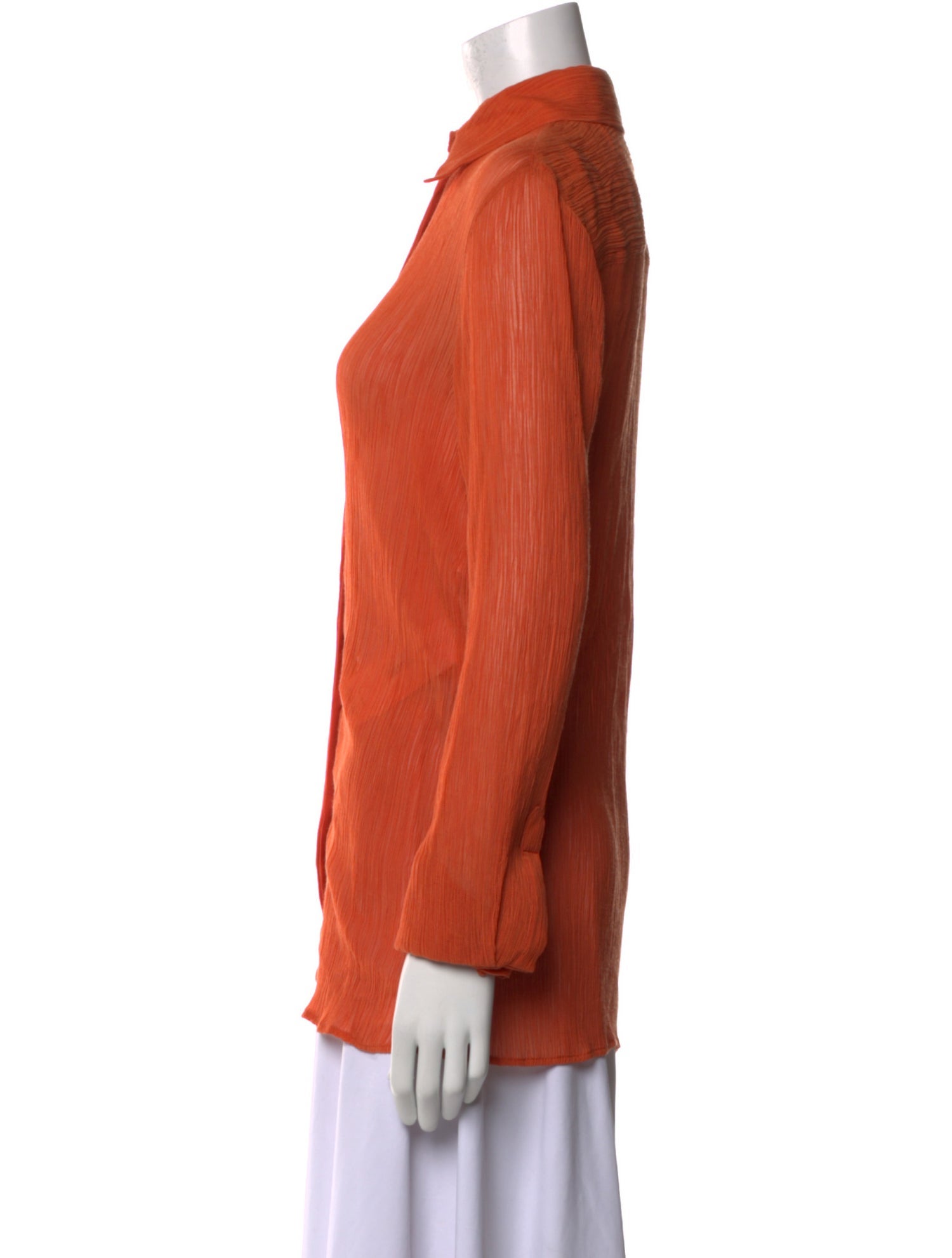 Gabriela Hearst Mock Neck Long Sleeve Button-Up Top
