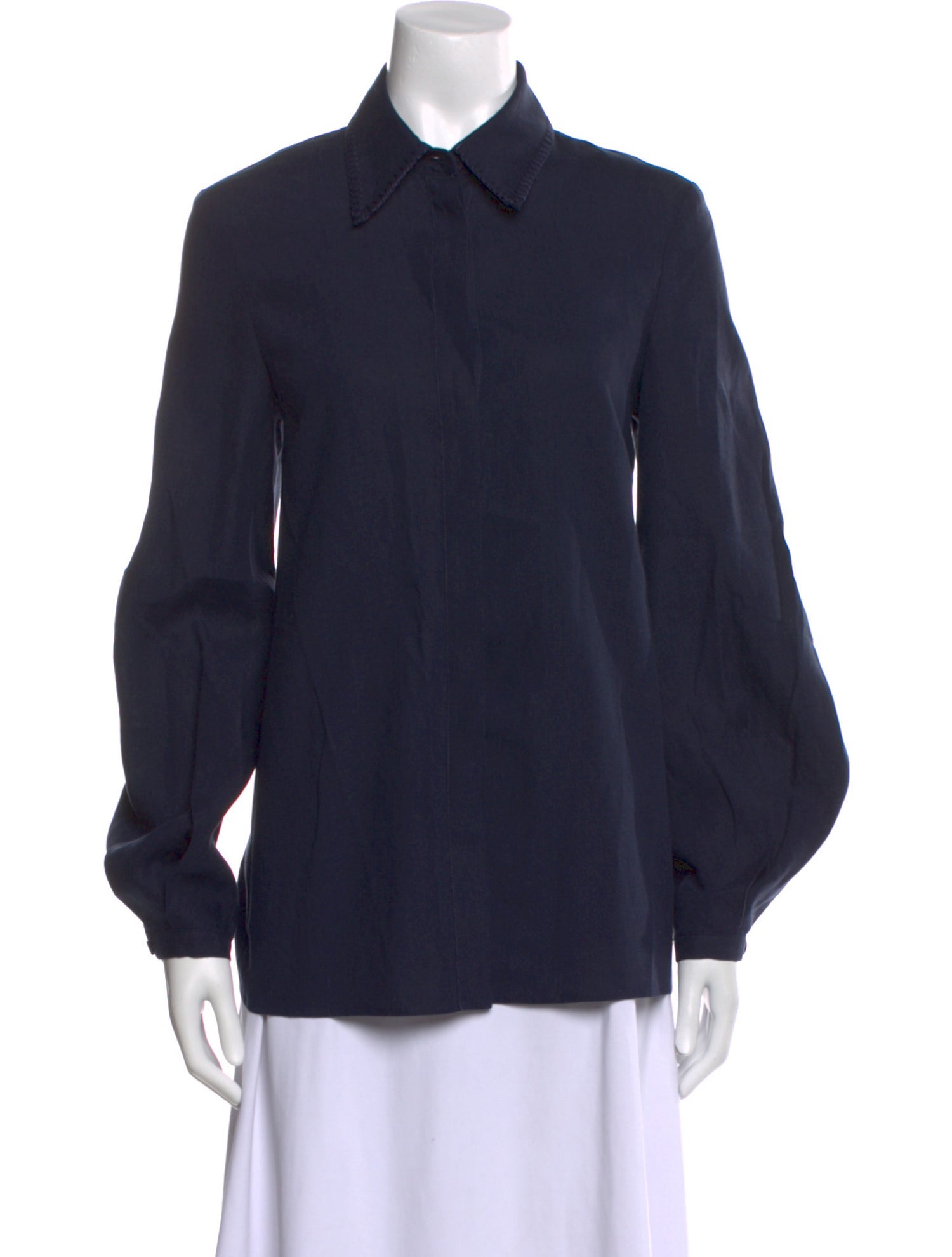 Gabriela Hearst Linen Long Sleeve Button-Up Top