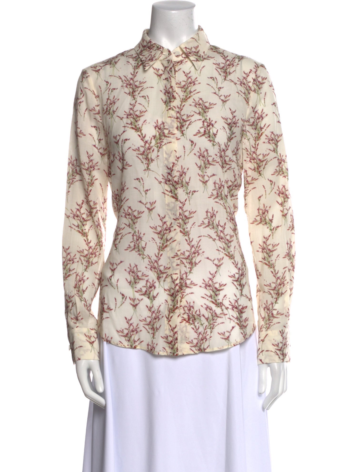 Gabriela Hearst Printed Long Sleeve Button-Up Top