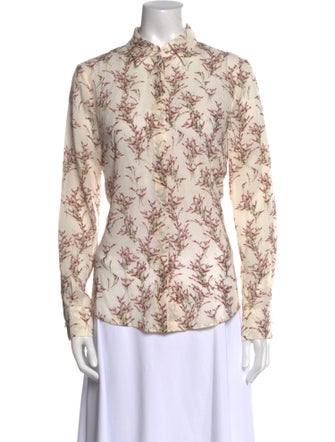 Gabriela Hearst Printed Long Sleeve Button-Up Top