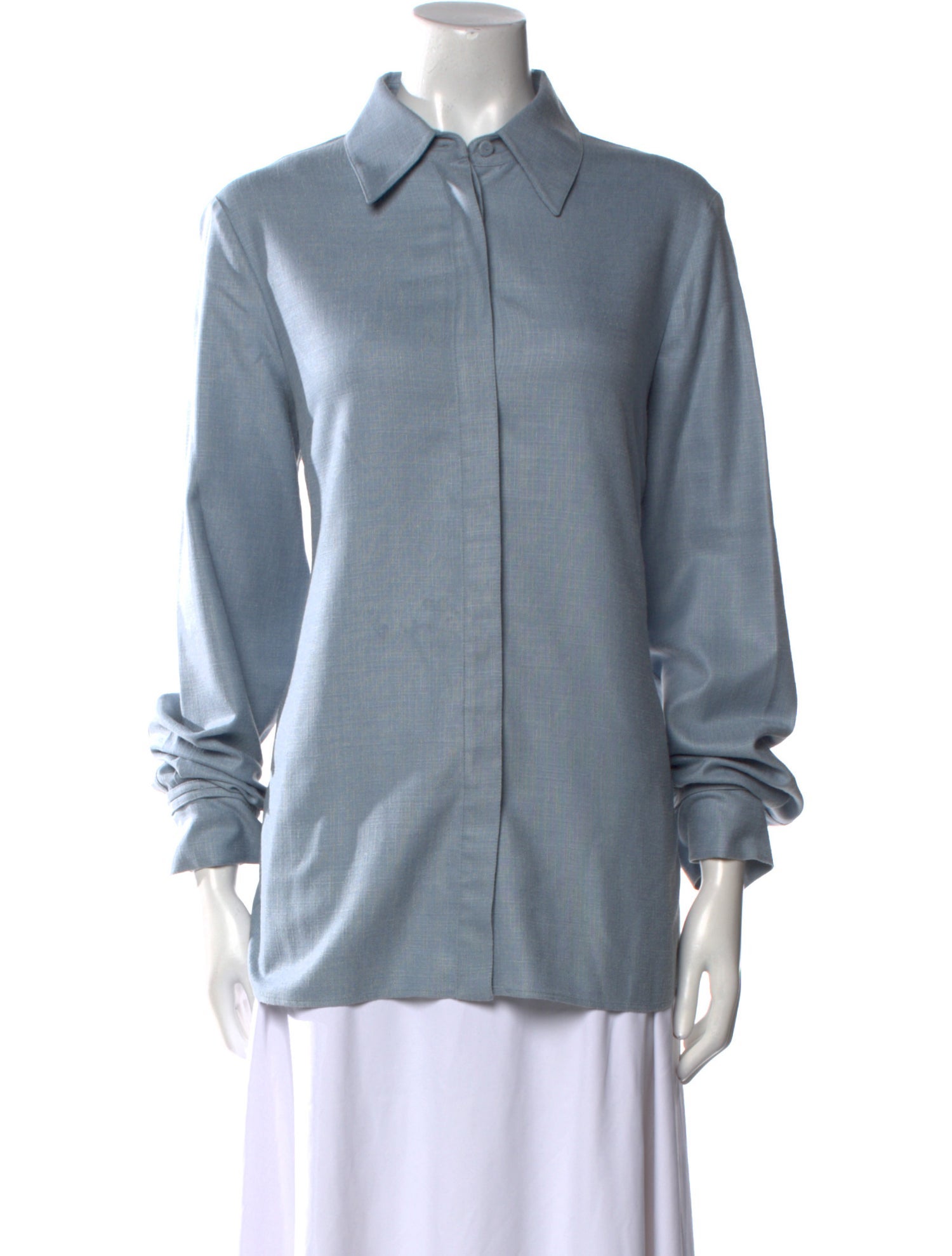 Gabriela Hearst Silk Long Sleeve Button-Up Top