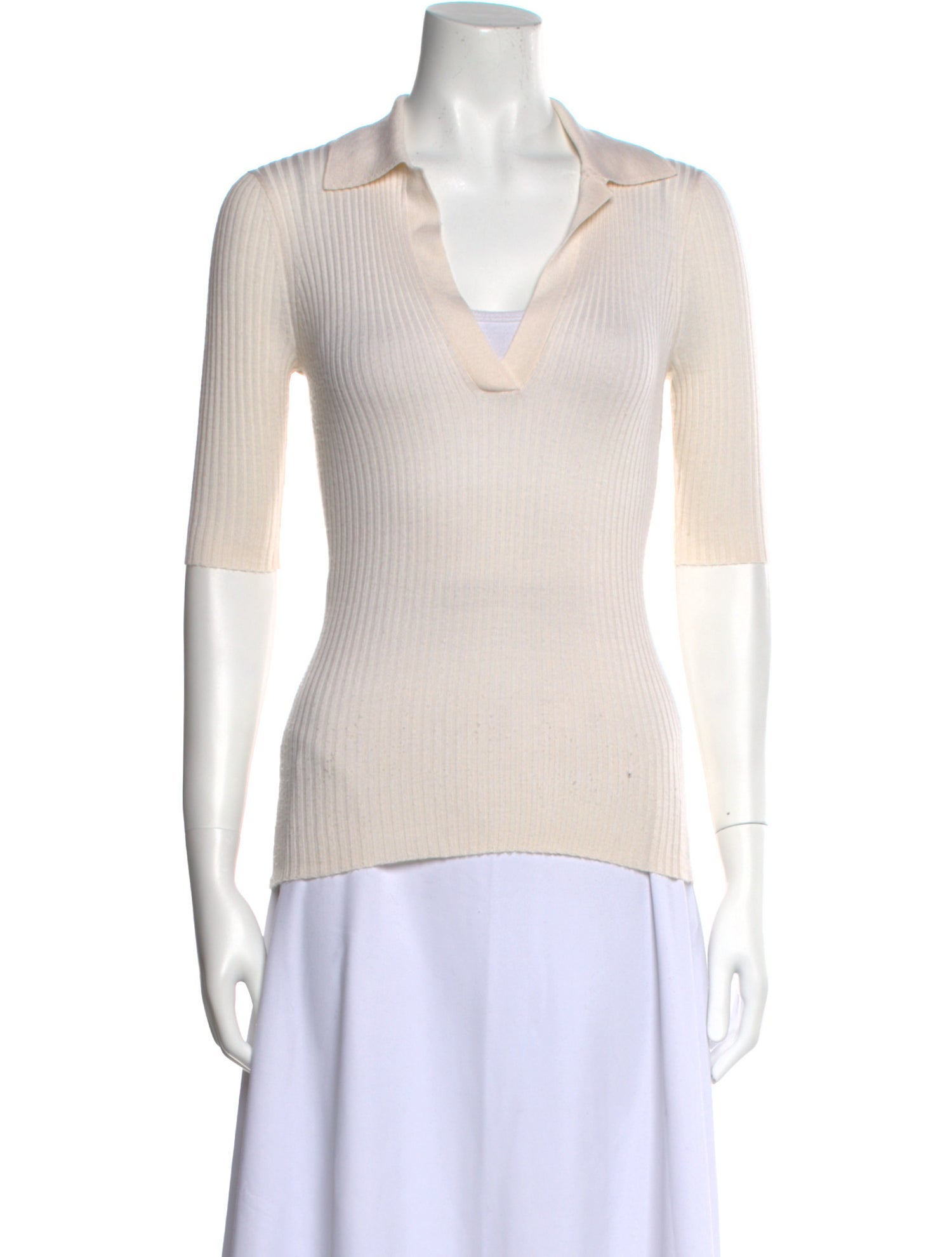 Gabriela Hearst V-Neck Three-Quarter Sleeve Polo