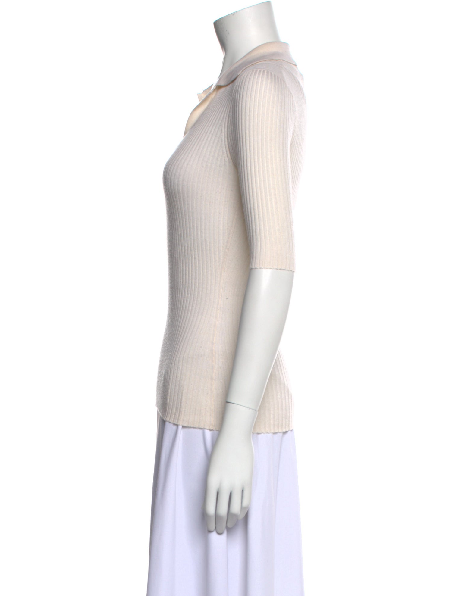 Gabriela Hearst V-Neck Three-Quarter Sleeve Polo