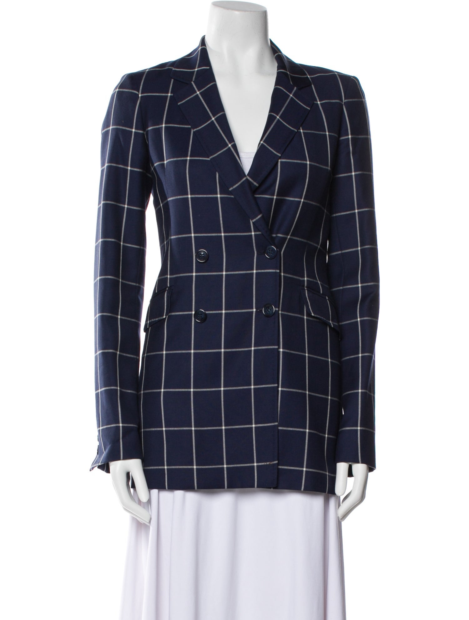 Gabriela Hearst Wool Plaid Print Blazer