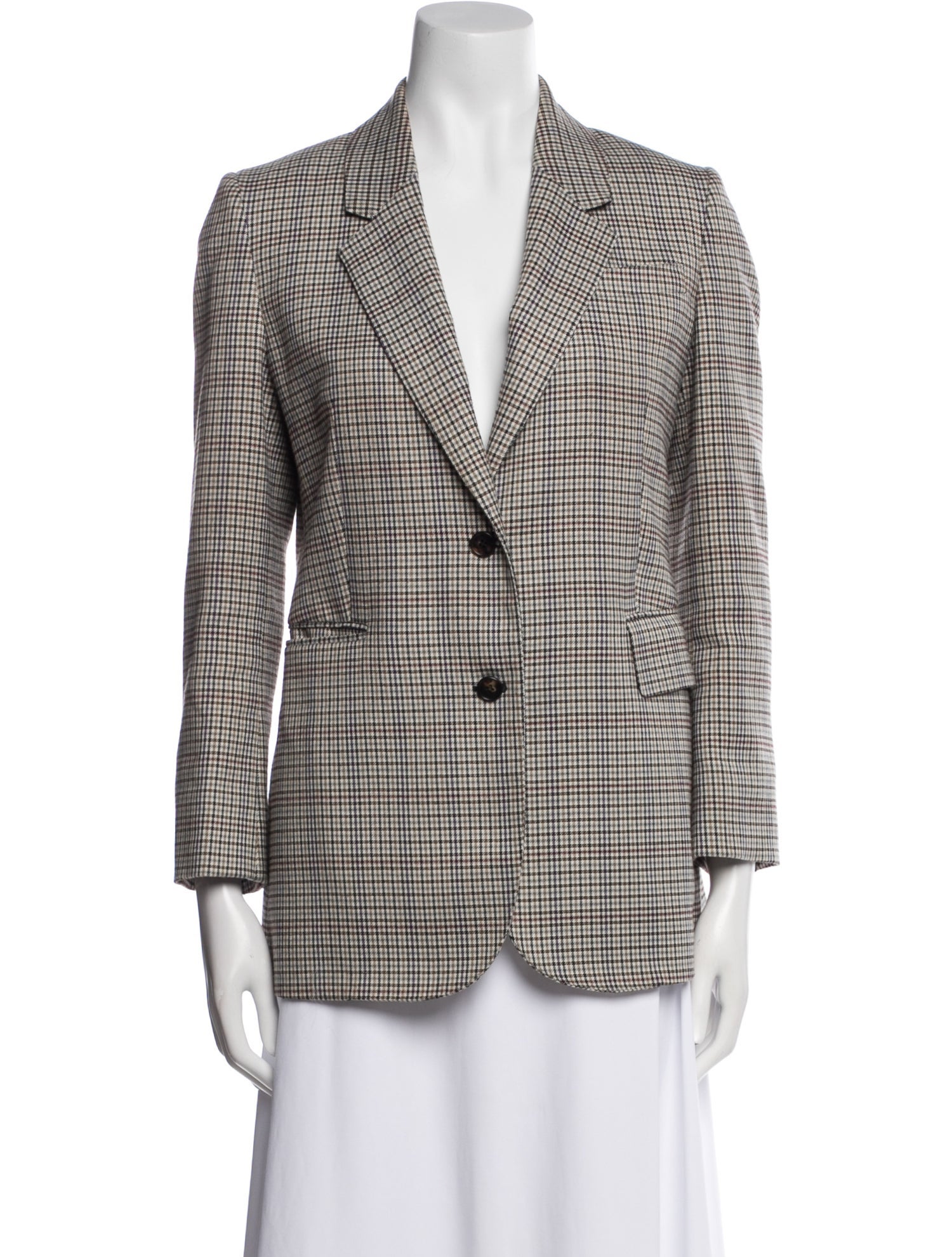Gabriela Hearst Wool Plaid Print Blazer
