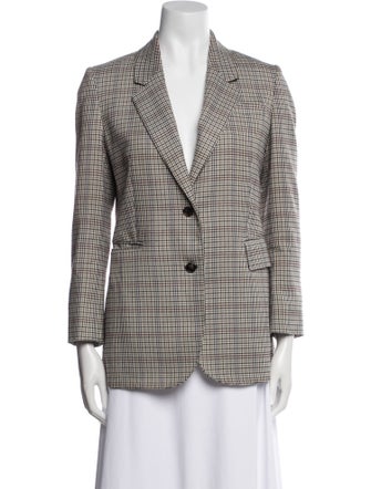 Gabriela Hearst Wool Plaid Print Blazer