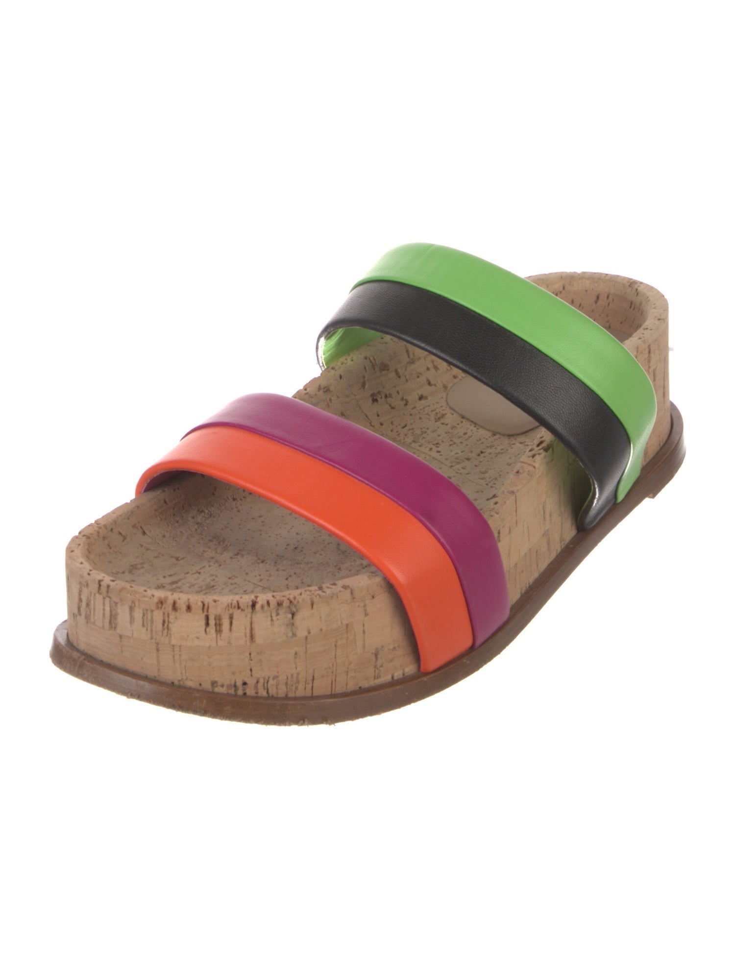 Gabriela Hearst Leather Colorblock Pattern Slides