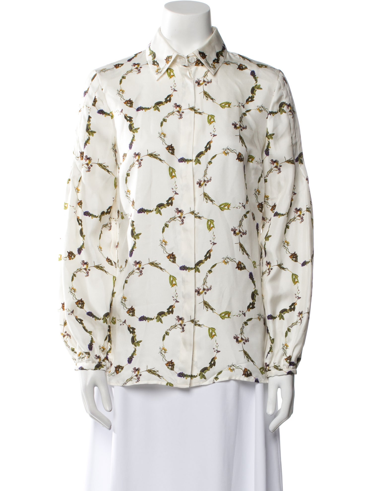 Gabriela Hearst Silk Printed Button-Up Top