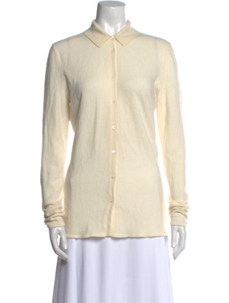 Gabriela Hearst Virgin Wool Long Sleeve Button-Up Top