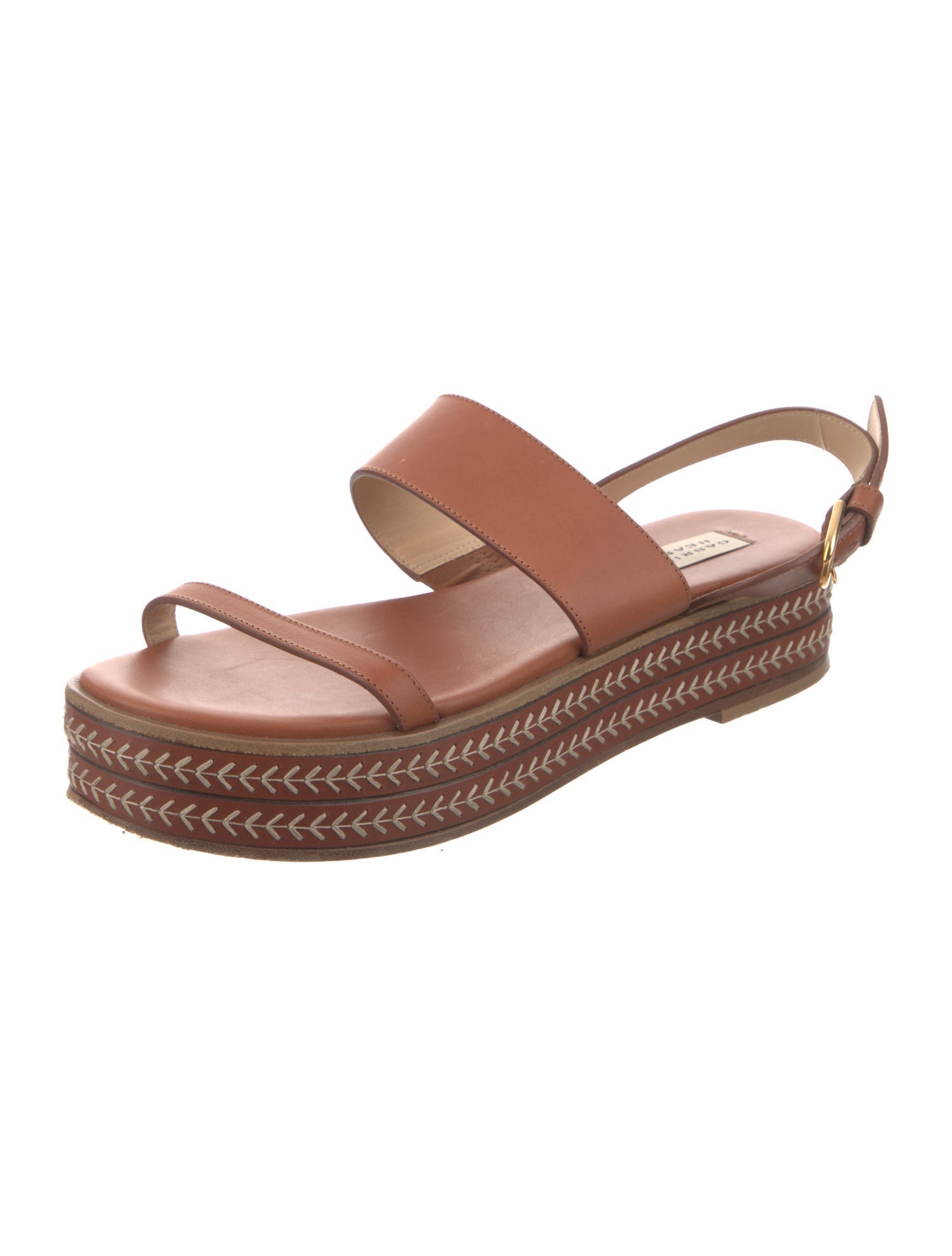 Gabriela Hearst Leather Embroidered Accent Slingback Sandals