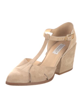 Gabriela Hearst Suede Cutout Accent T-Strap Pumps