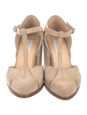 Gabriela Hearst Suede Cutout Accent T-Strap Pumps