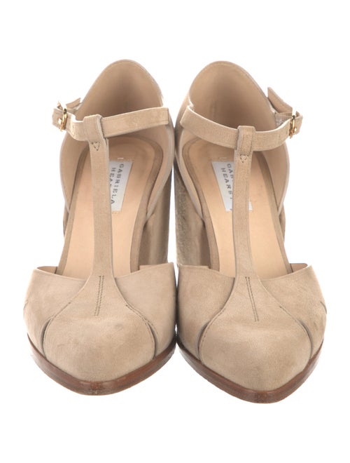 Gabriela Hearst Suede Cutout Accent T-Strap Pumps