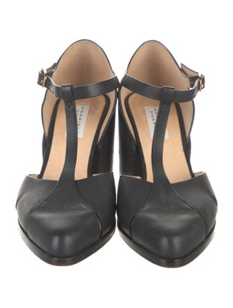 Gabriela Hearst Leather Cutout Accent T-Strap Pumps