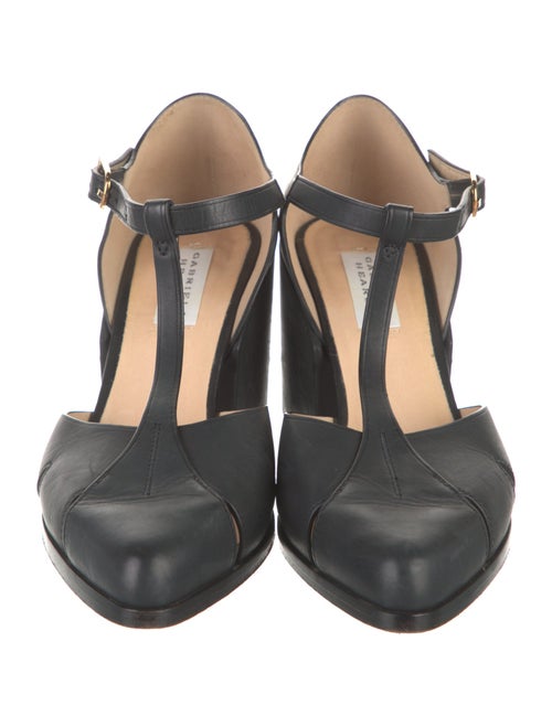 Gabriela Hearst Leather Cutout Accent T-Strap Pumps