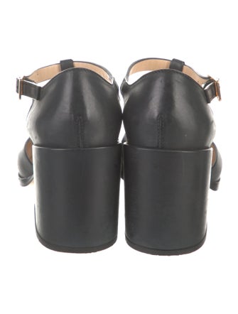 Gabriela Hearst Leather Cutout Accent T-Strap Pumps