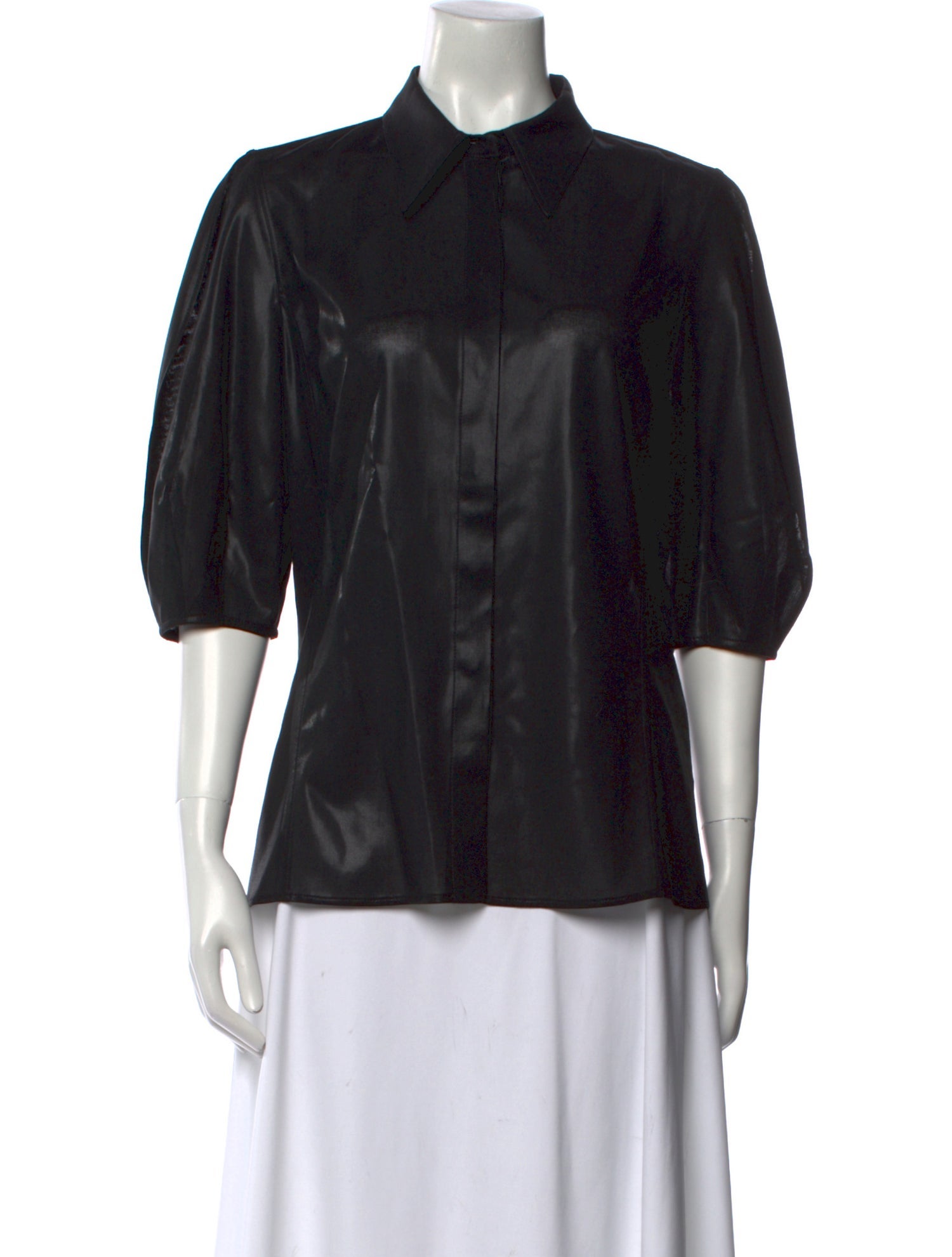 Gabriela Hearst Virgin Wool Three-Quarter Sleeve Button-Up Top