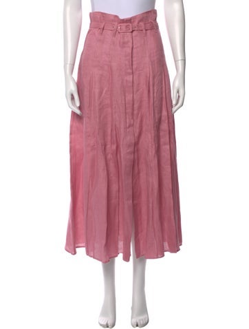 Pre-owned Gabriela Hearst Linen Midi Length Skirt In Pink