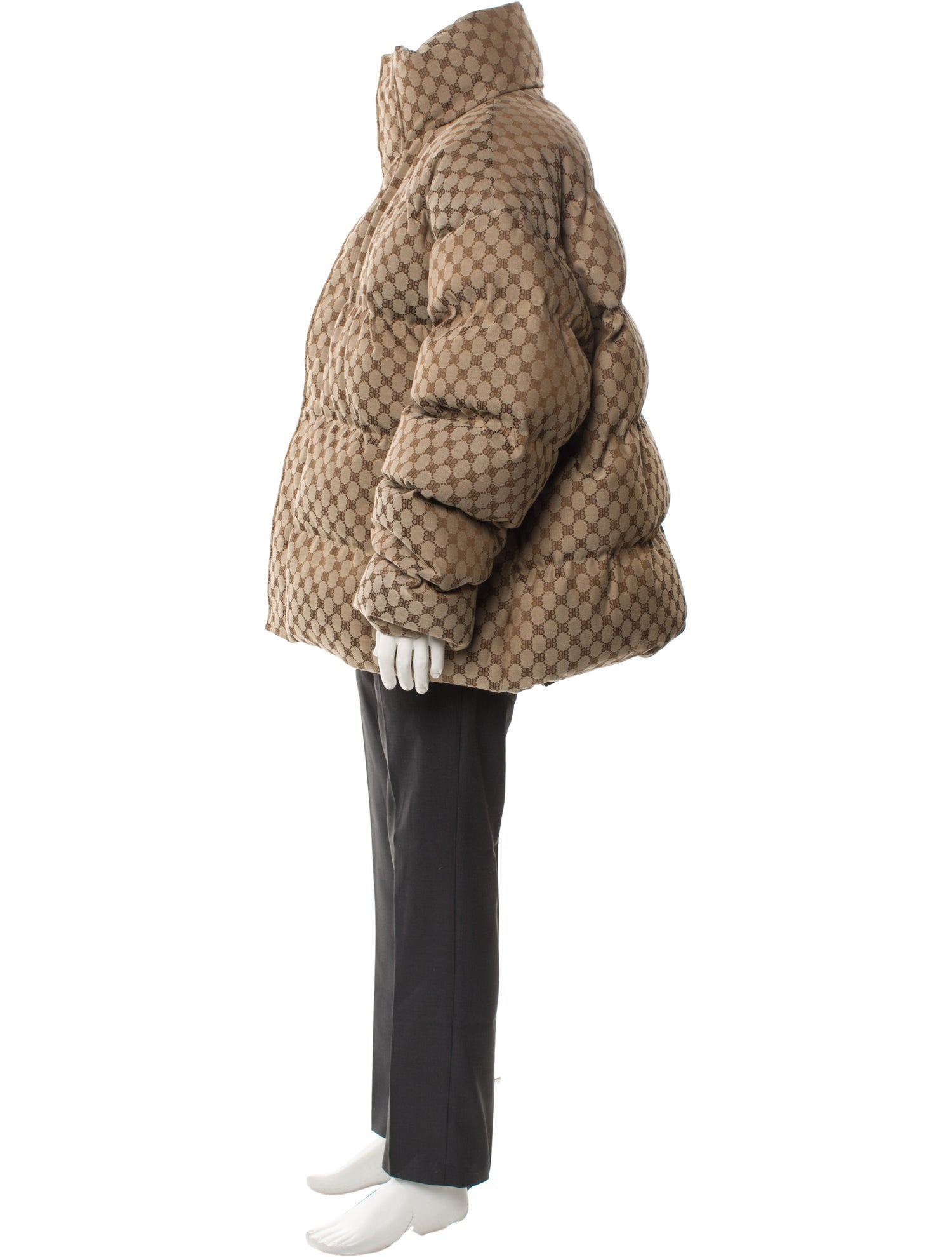 Gucci x Balenciaga 2021 Monogram Pattern Puffer Coat w/ Tags