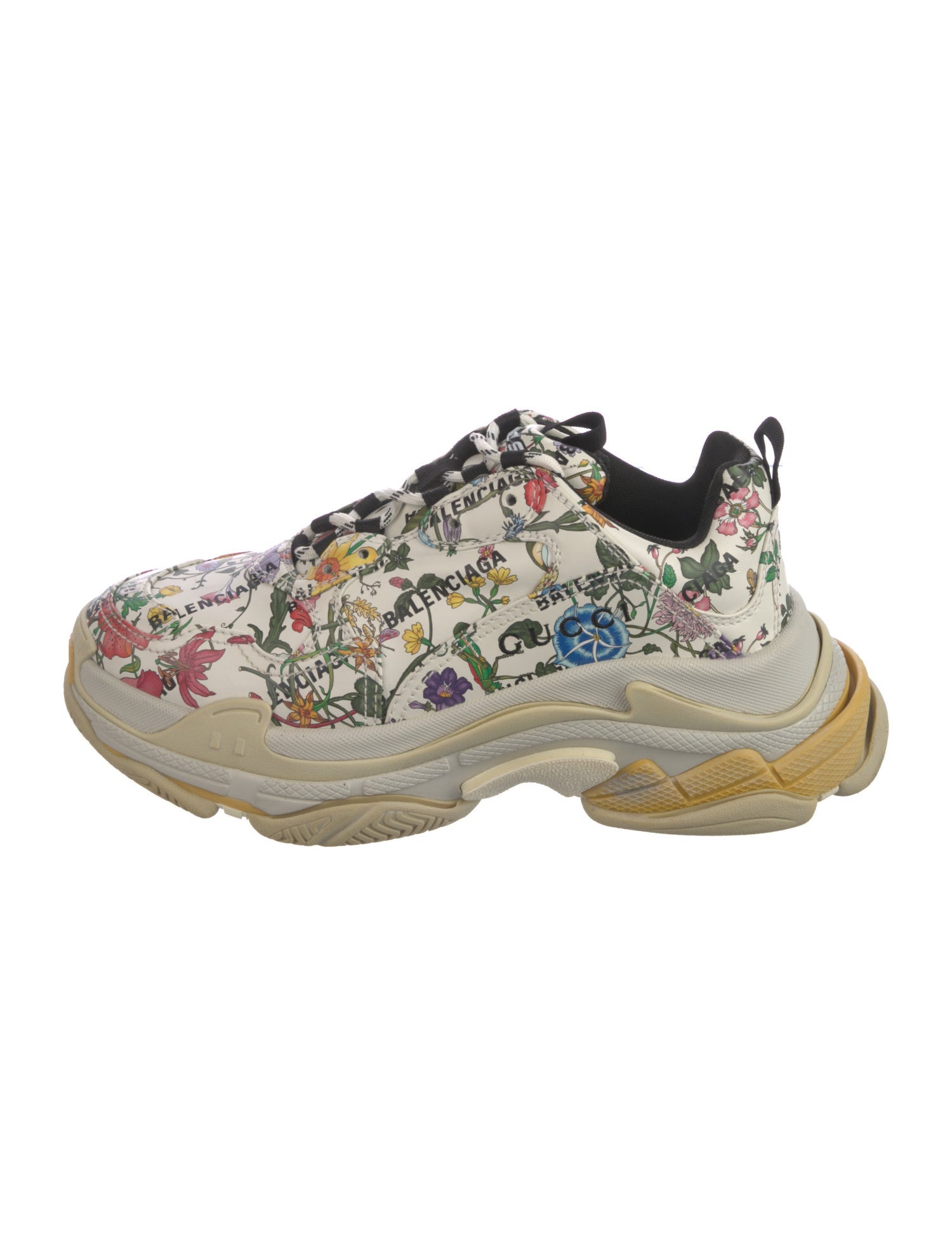 Gucci x Balenciaga Flora Print Leather Chunky Sneakers