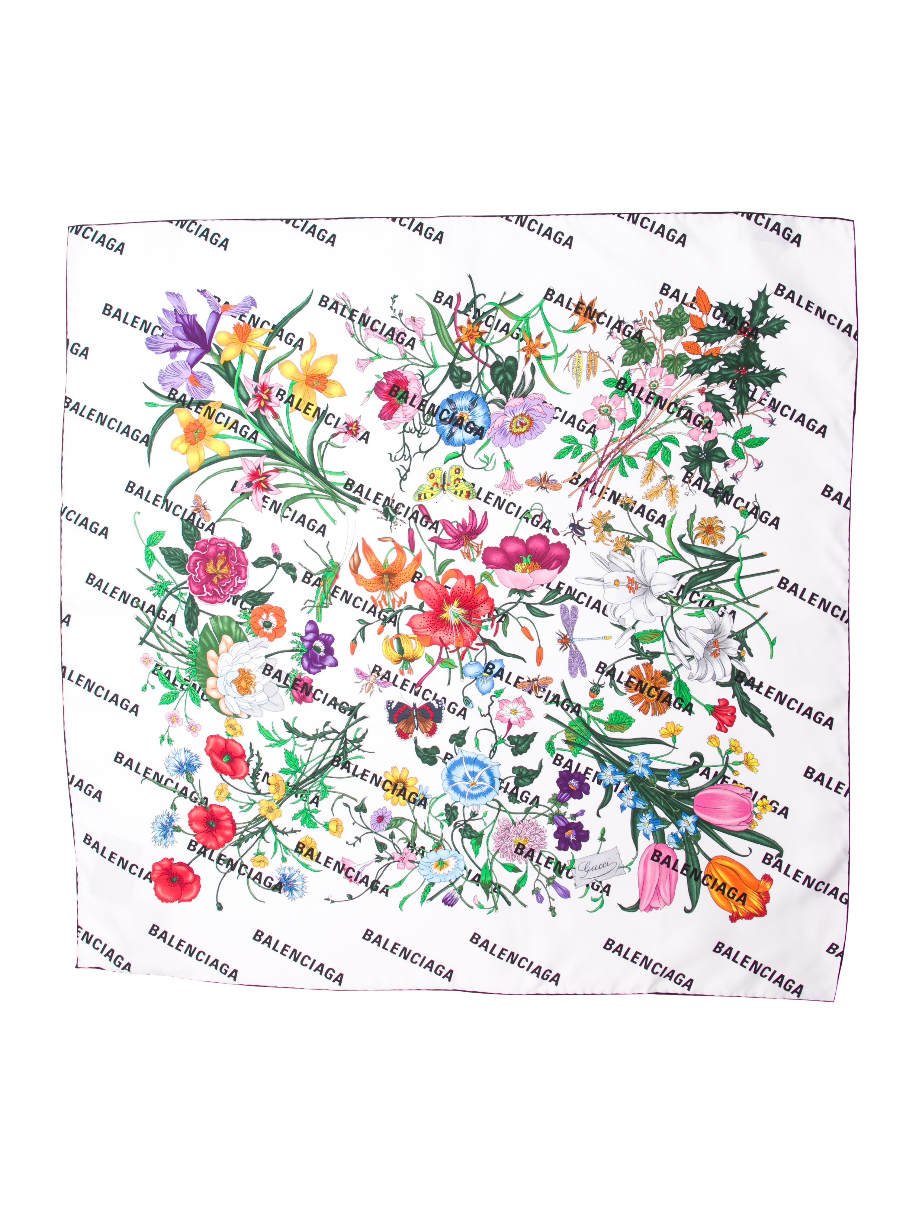 Gucci x Balenciaga Silk Floral Print Scarf w/ Tags