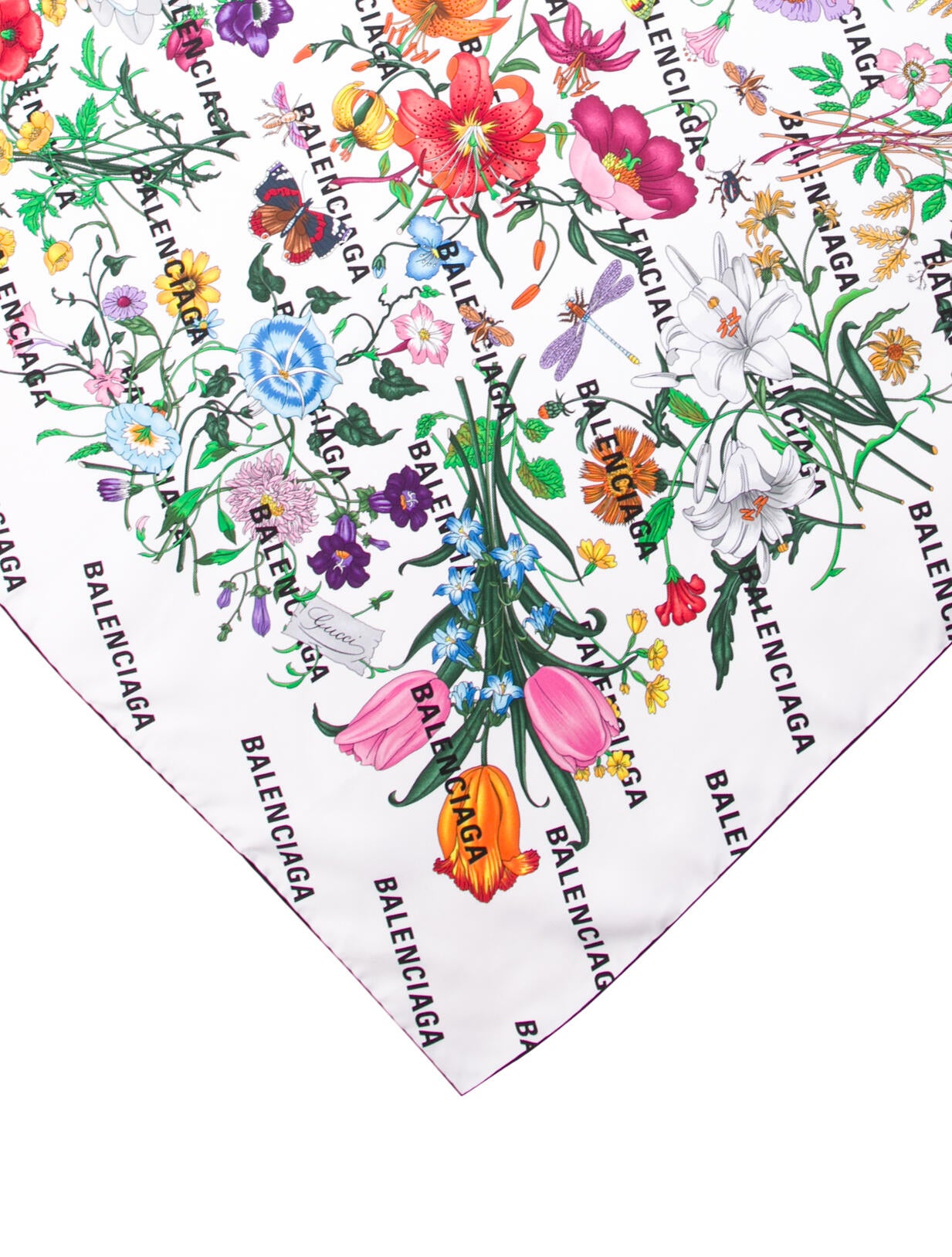 Gucci x Balenciaga Silk Floral Print Scarf w/ Tags