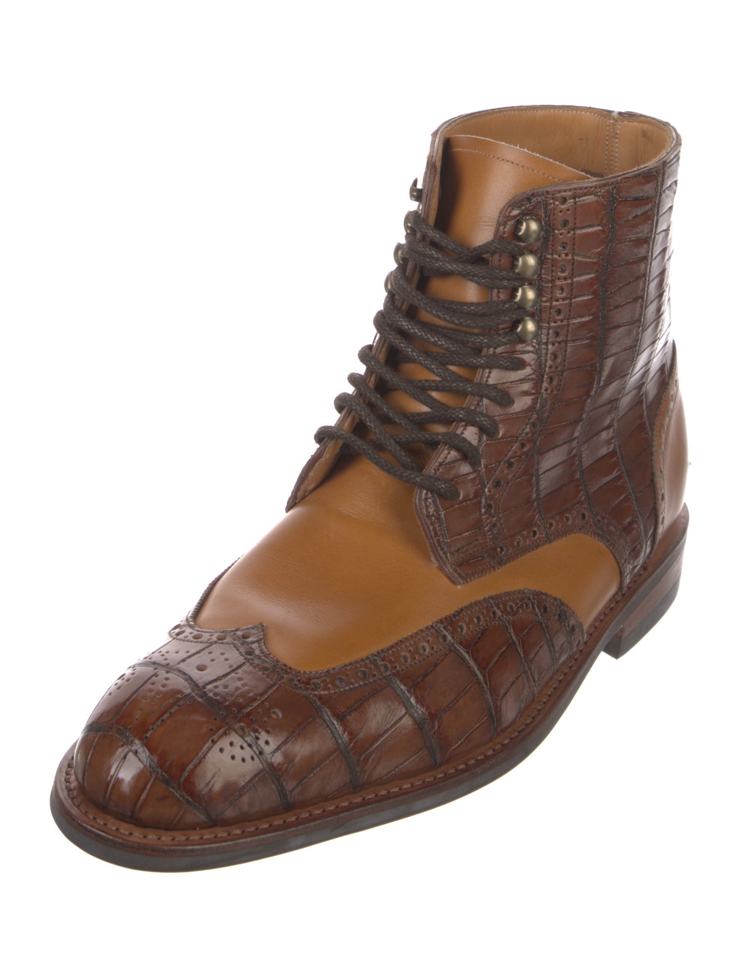 George Cleverley Embossed Leather Lace-Up Boots
