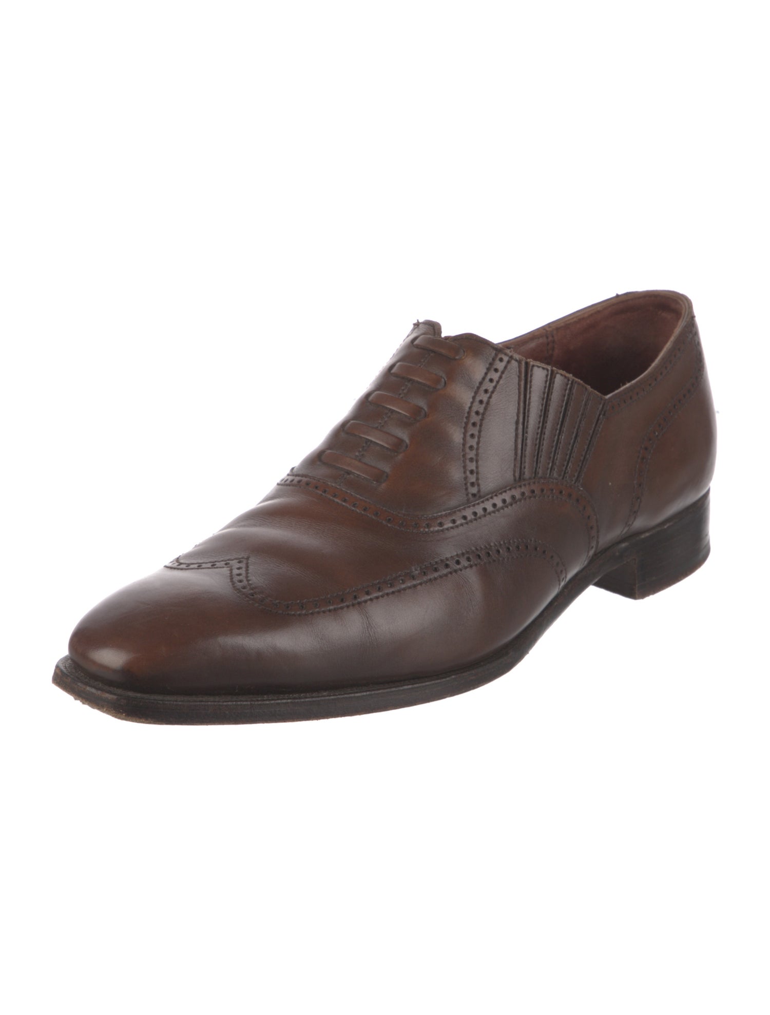 George Cleverley Leather Lasercut Accents Dress Loafers