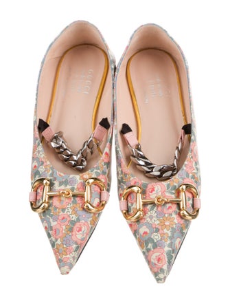 Gucci x Liberty Floral Print Chain-Link Accents Mary Jane Flats