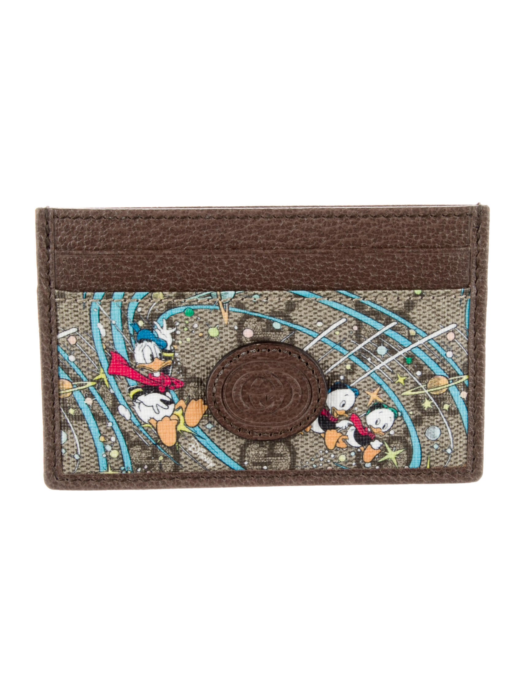 Gucci x Disney Donald Duck Card Case GG Supreme Card Holder Brown