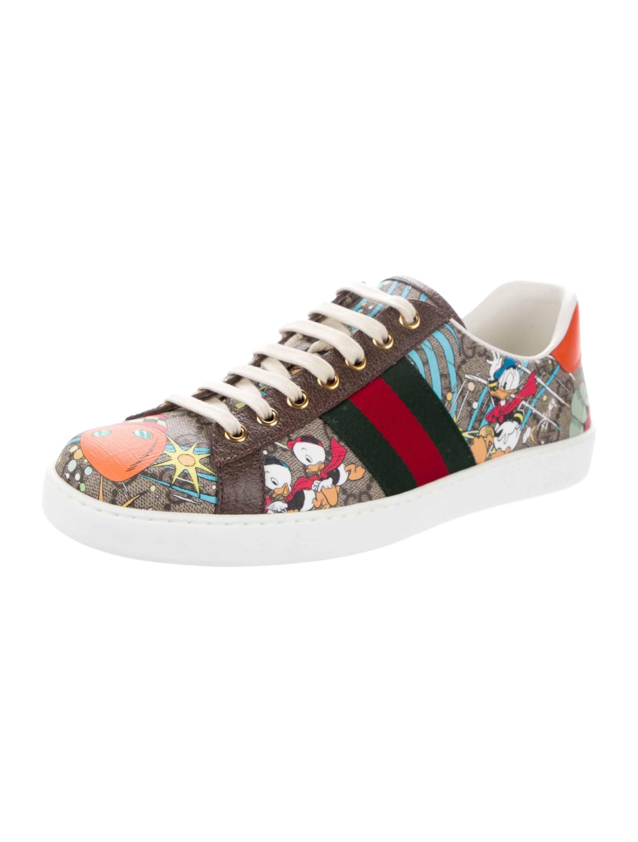 Gucci x Disney Ace "Huey, Dewey and Louie" Sneakers w/ Tags Brown Sneakers, Shoes GDUIC20453