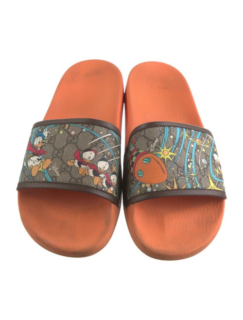 Gucci x Disney Donald Duck Microguccissima Pattern Slides