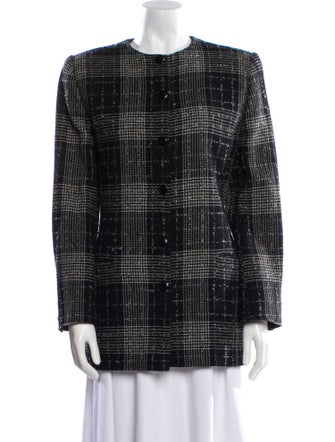 Genny Wool Plaid Print Evening Jacket