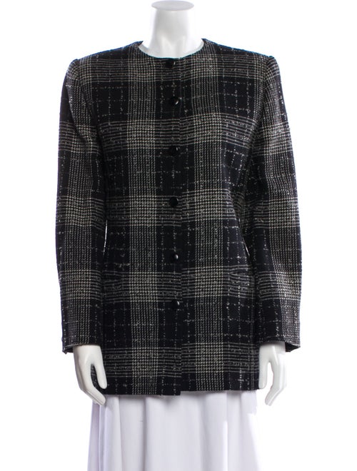 Genny Wool Plaid Print Evening Jacket
