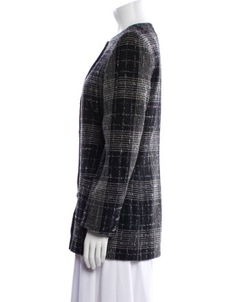 Genny Wool Plaid Print Evening Jacket