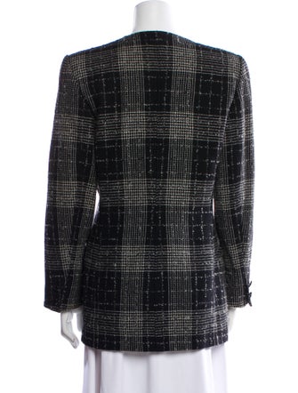 Genny Wool Plaid Print Evening Jacket