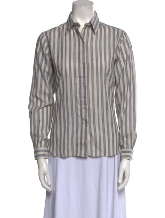 Geoffrey Beene Striped Long Sleeve Button-Up Top