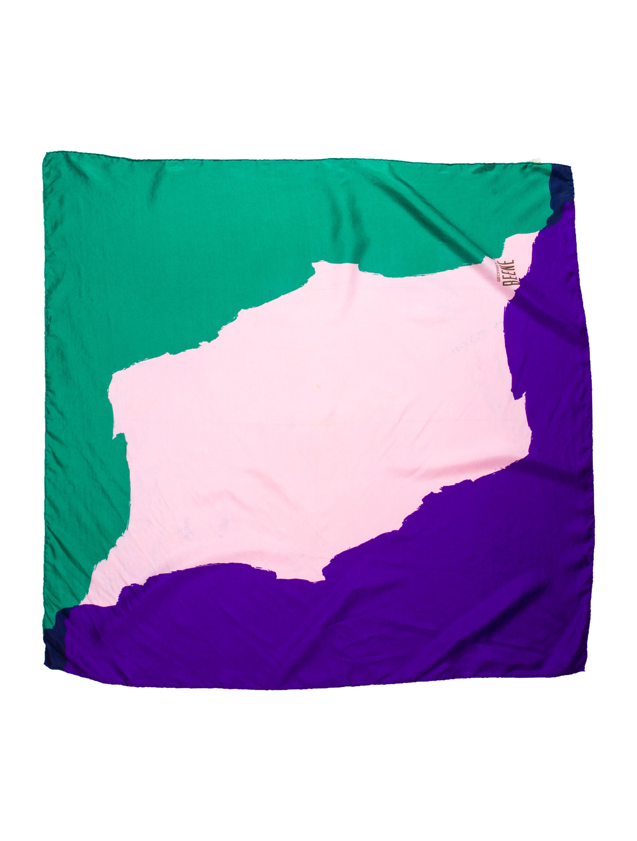 Geoffrey Beene Silk Colorblock Pattern Scarf