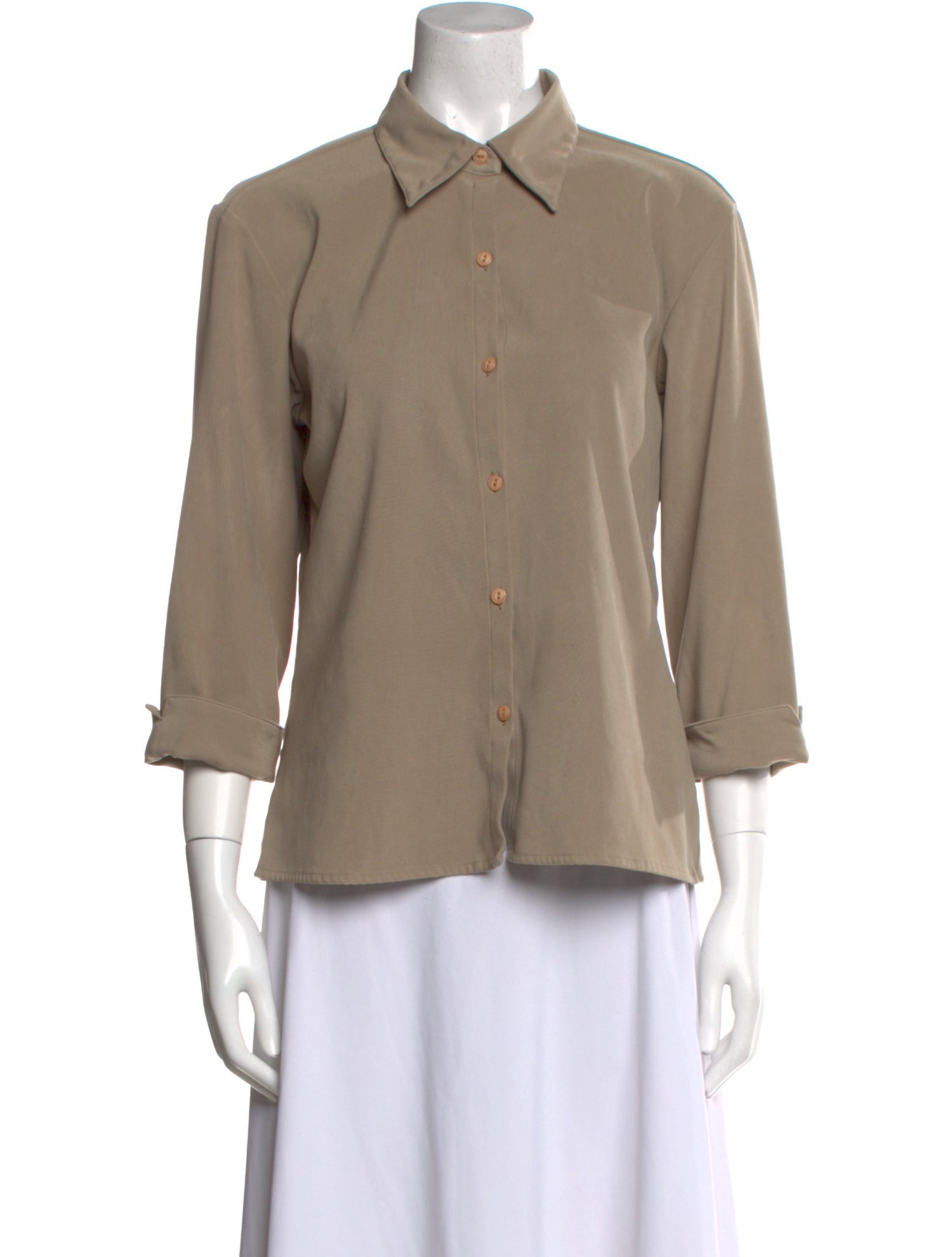 Geoffrey Beene Three-Quarter Sleeve Button-Up Top