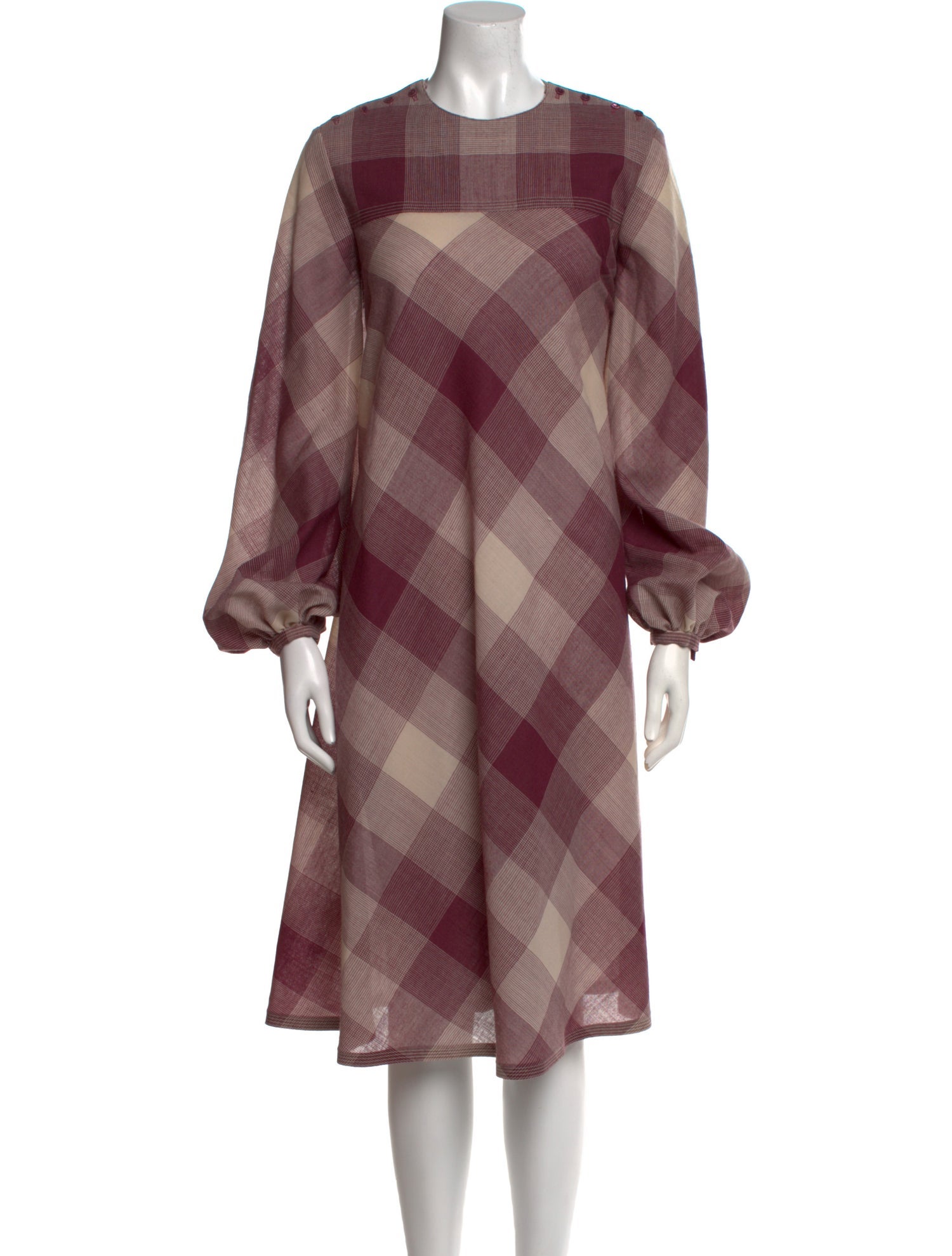 Geoffrey Beene Plaid Print Midi Length Dress