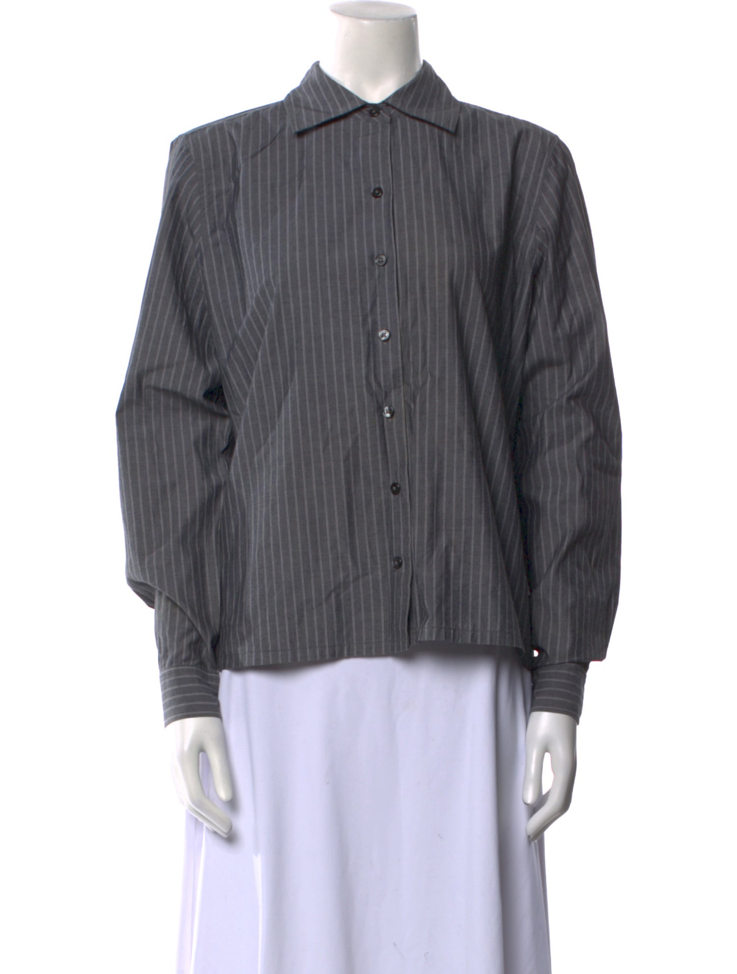 Geoffrey Beene Striped Long Sleeve Button-Up Top