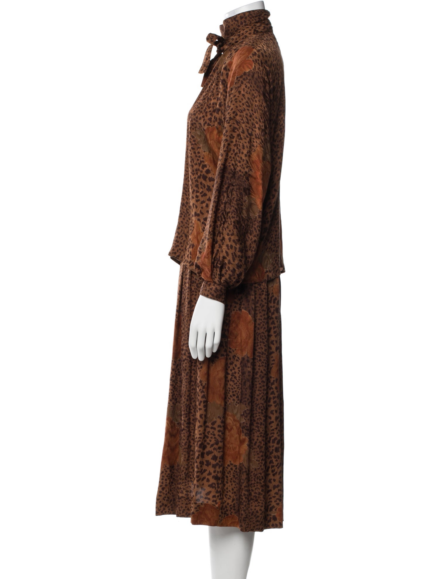 Geoffrey Beene Silk Animal Print Skirt Set